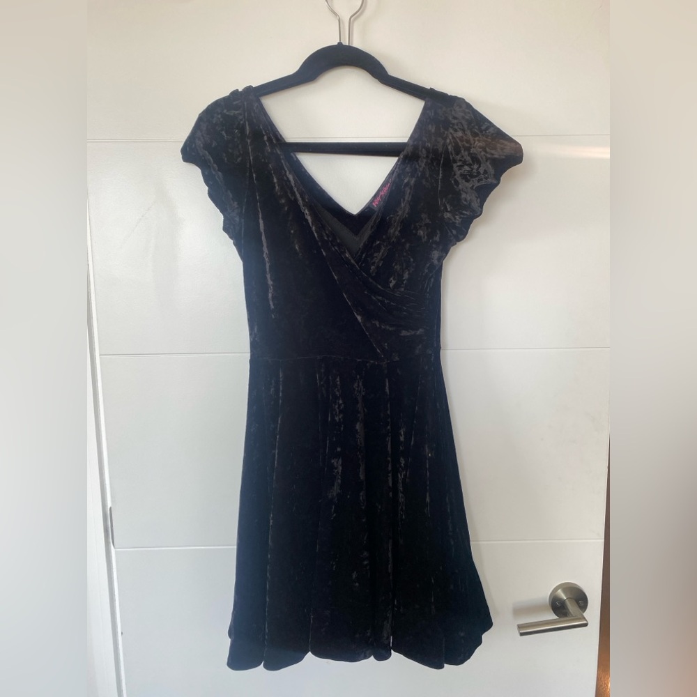 Betsy Johnson Crushed Black Velvet Dress